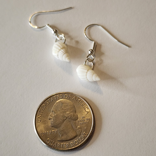 Mini white rounded seashell earrings