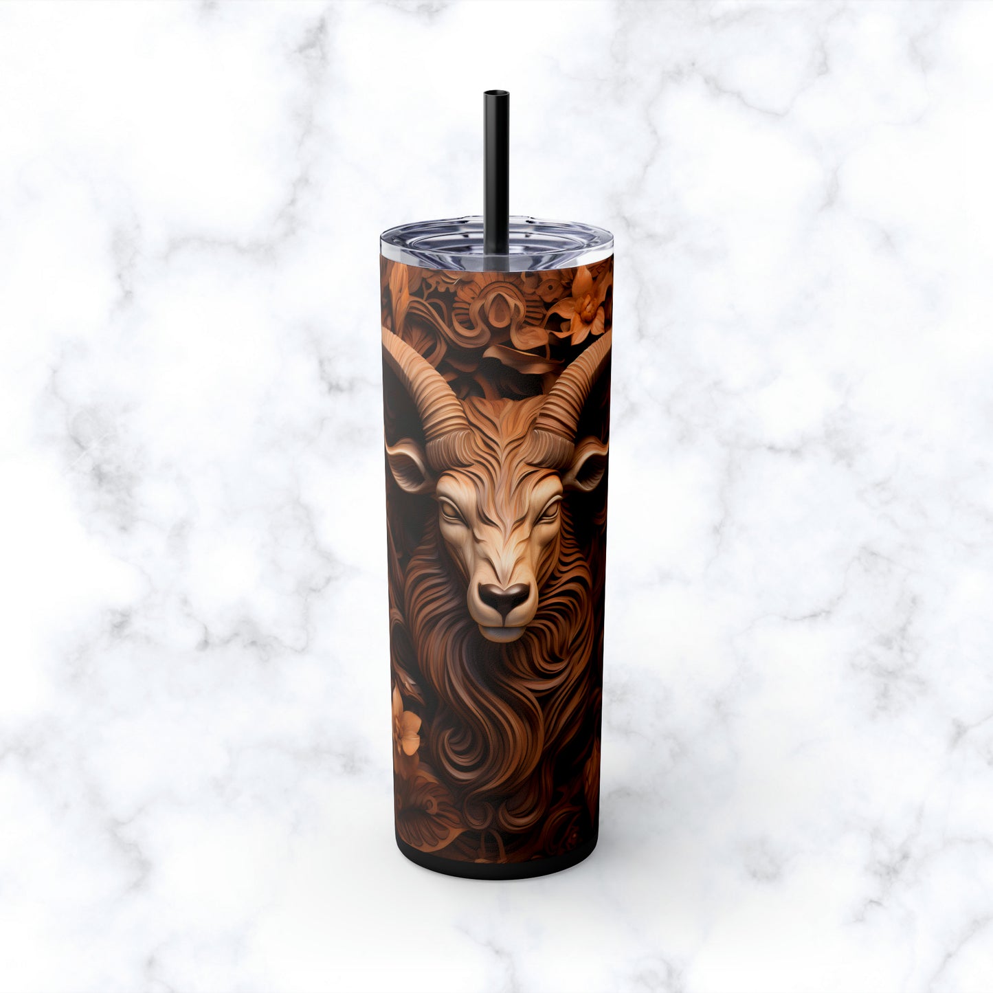 Skinny Tumbler with Straw, 20oz Zodiac Capricorn