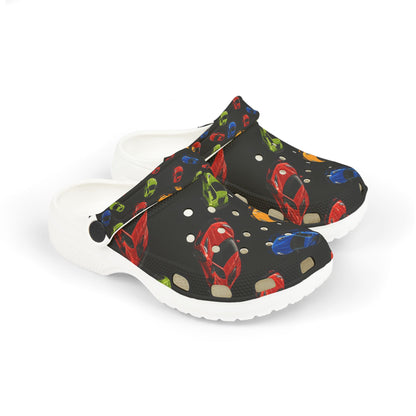 Kids Car Print Foam Clogs — Colorful Toy Car Slip-On Sandals