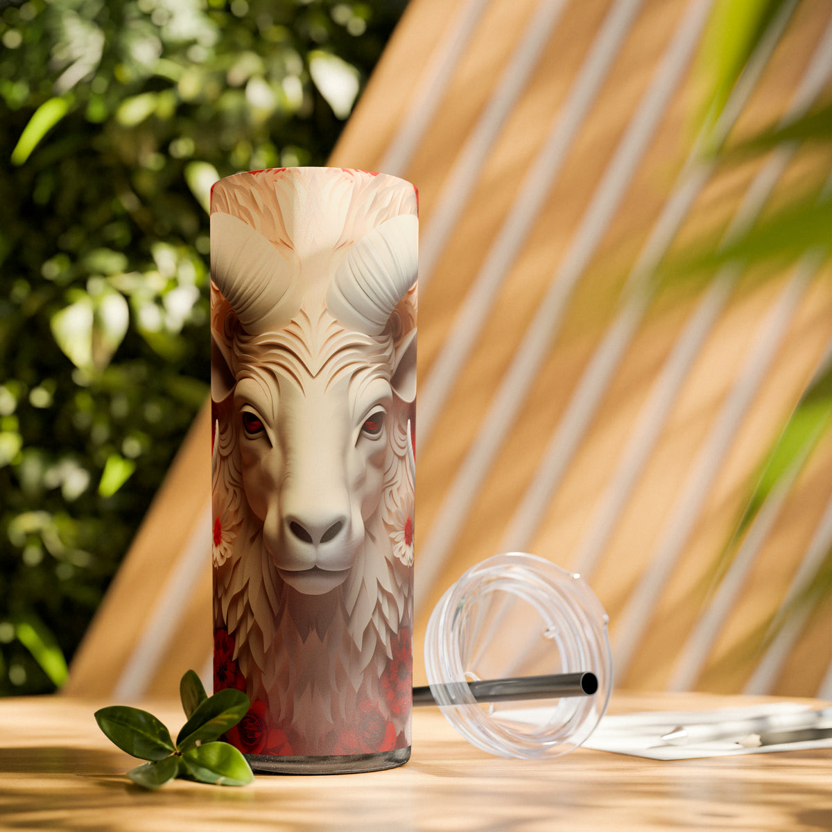 Skinny Tumbler with Straw, 20oz Zodiac Aries