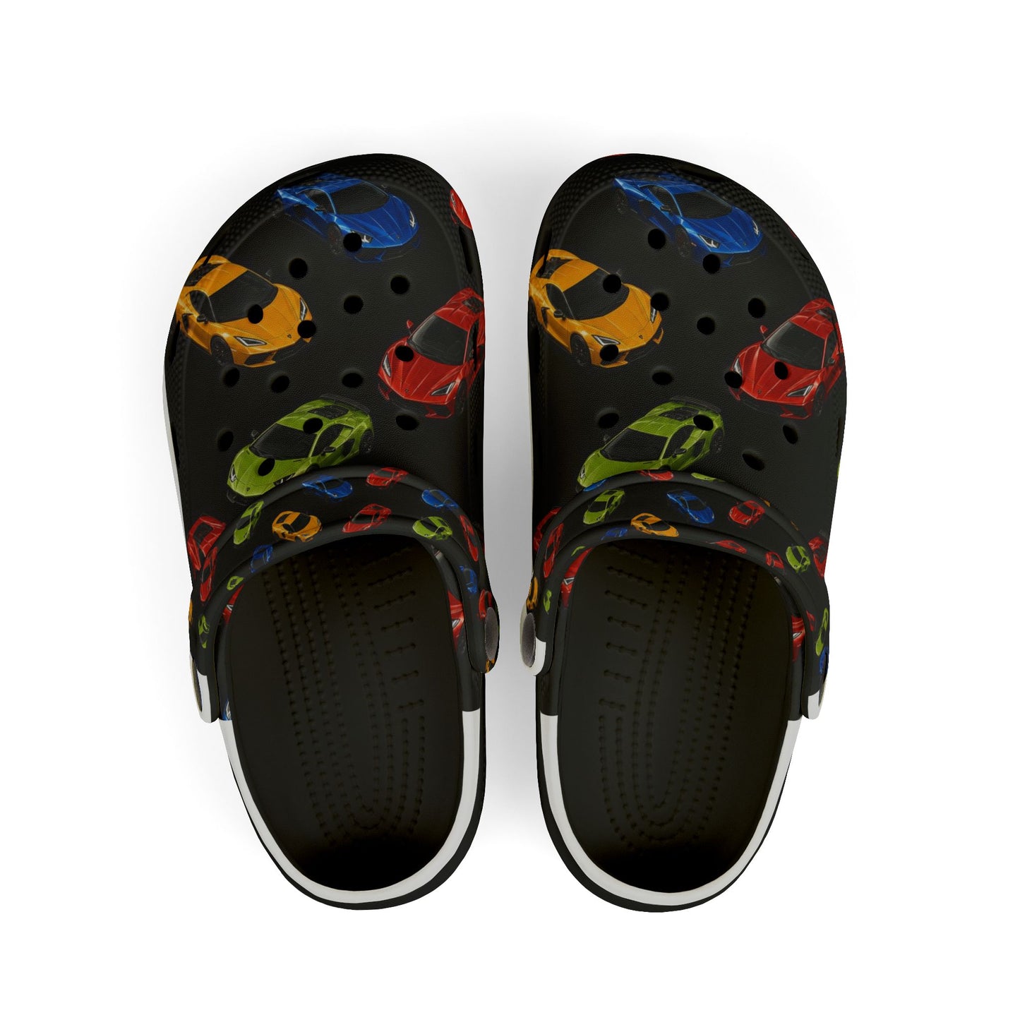 Kids Car Print Foam Clogs — Colorful Toy Car Slip-On Sandals