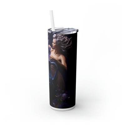 Skinny Tumbler with Straw, 20oz Zodiac Aquarius