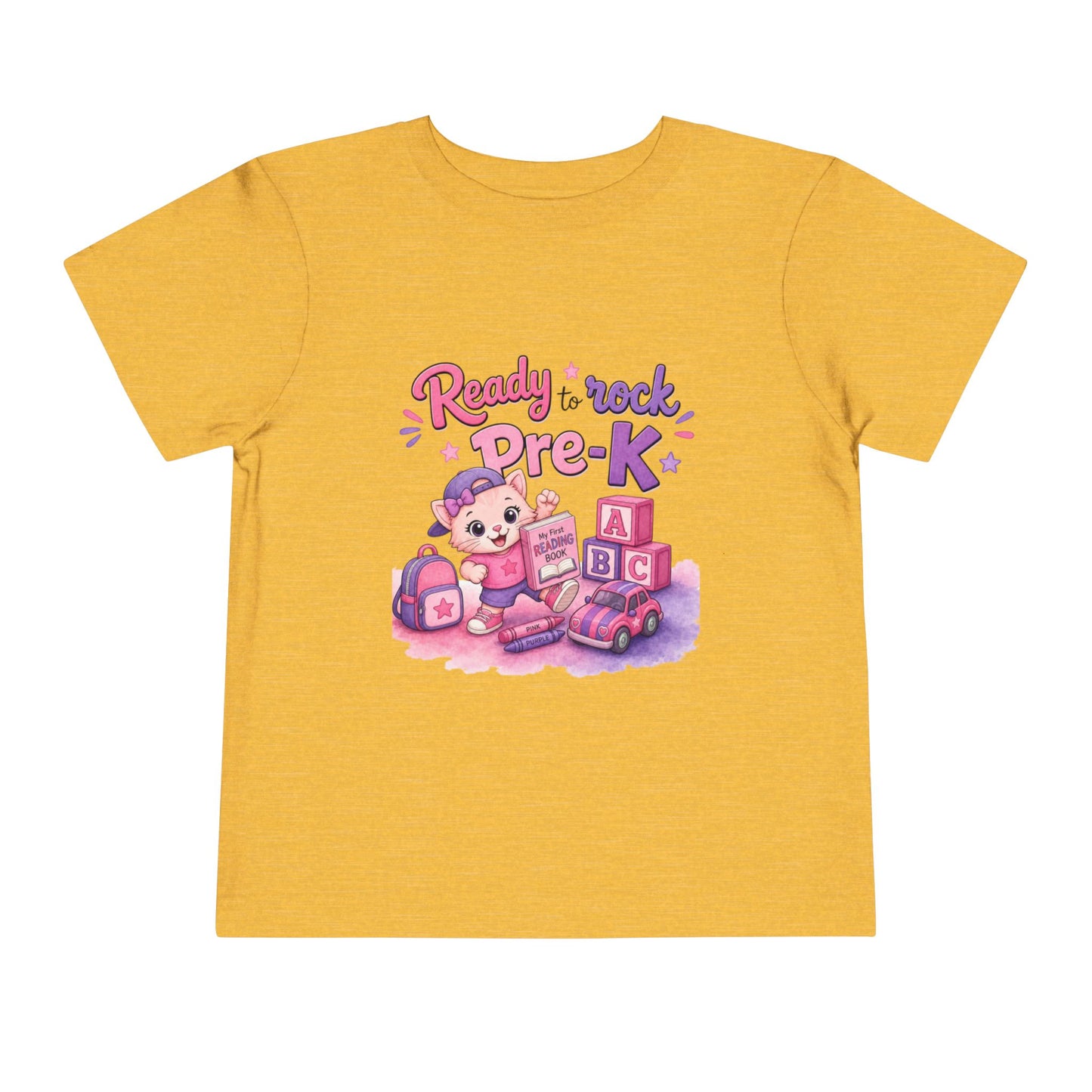 Ready to Rock Pre-K Girl Toddler Tee — Back to School Cat Shirt