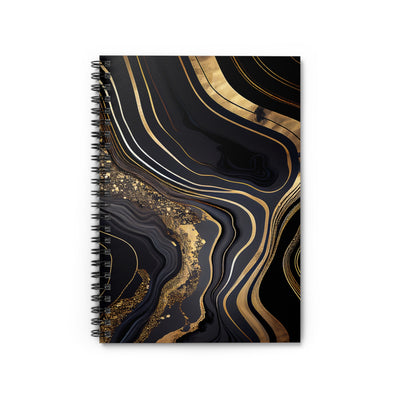 Spiral Notebook Black and gold marble design