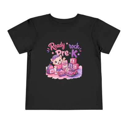 Ready to Rock Pre-K Girl Toddler Tee — Back to School Cat Shirt