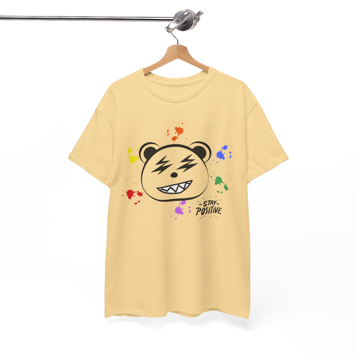 Custom Cotton Tee with Cool Bear/stay positive