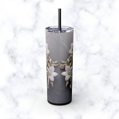 Skinny Tumbler with Straw, 20oz Zodiac Cancer (white)