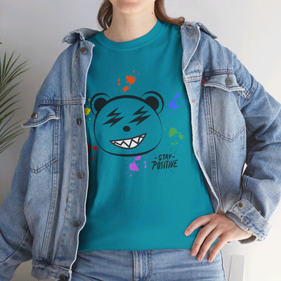 Custom Cotton Tee with Cool Bear/stay positive