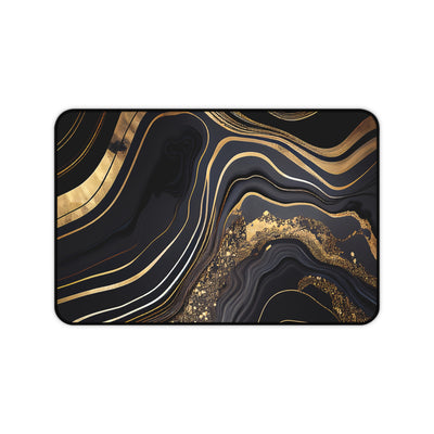 Black and gold marble design desk mat