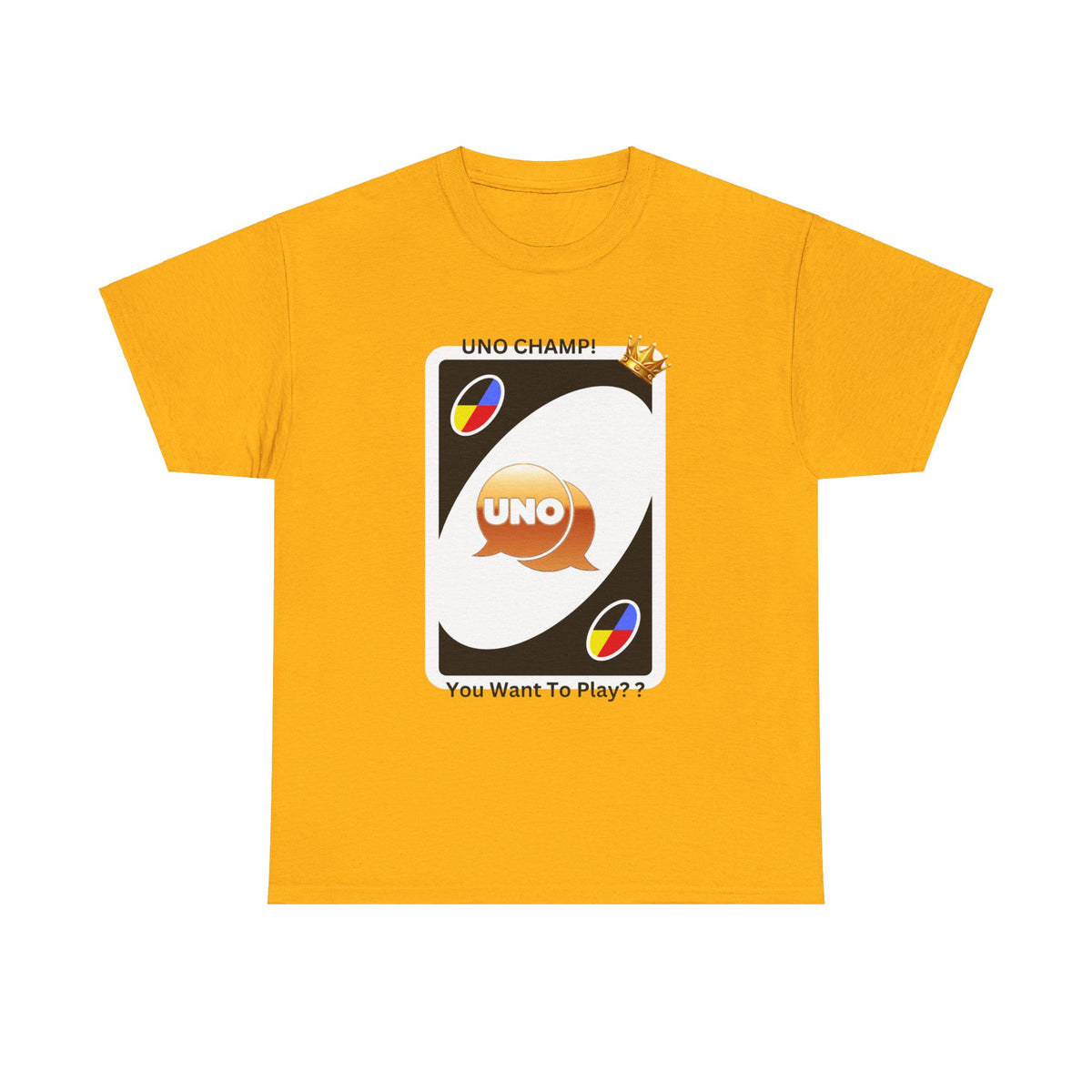 Custom Cotton T-Shirt with "Uno Card Champ"