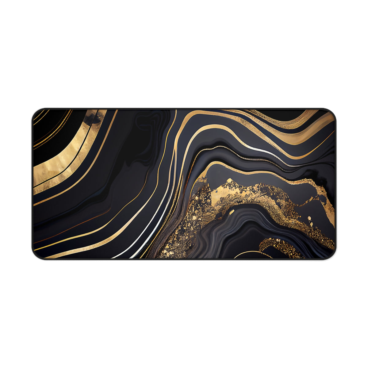 Black and gold marble design desk mat