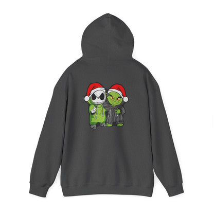 Christmas Jack & Grinch Hoodie — Cute Holiday Skeleton and Grinch Sweatshirt