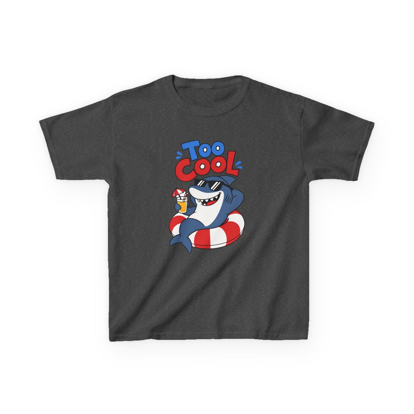 Kids Tee — 'Too Cool' Shark Summer Graphic