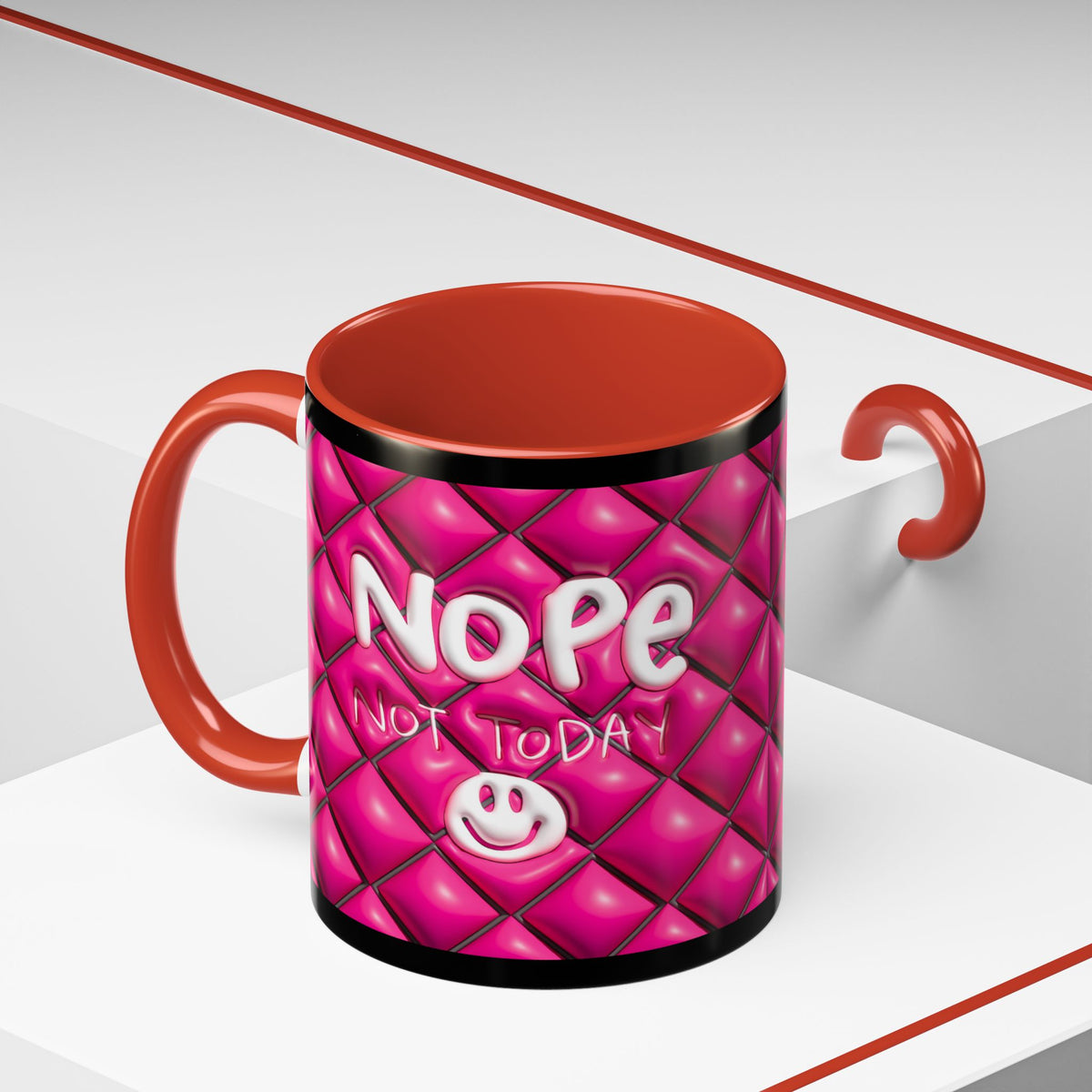 Nope Not today Mug (pink/black accent)