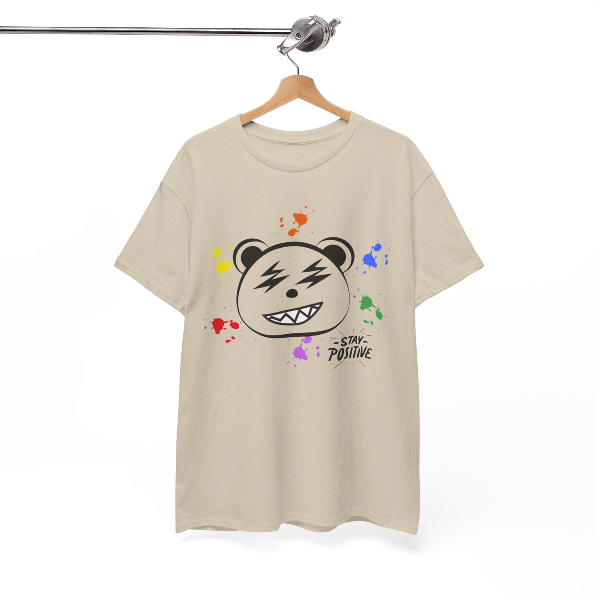 Custom Cotton Tee with Cool Bear/stay positive