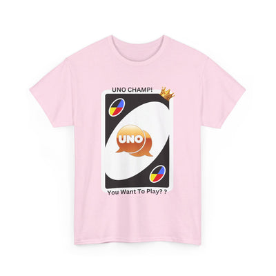 Custom Cotton T-Shirt with "Uno Card Champ"