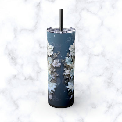 Skinny Tumbler with Straw, 20oz Zodiac Cancer (blue)