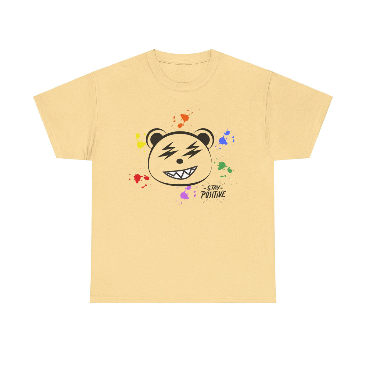 Custom Cotton Tee with Cool Bear/stay positive