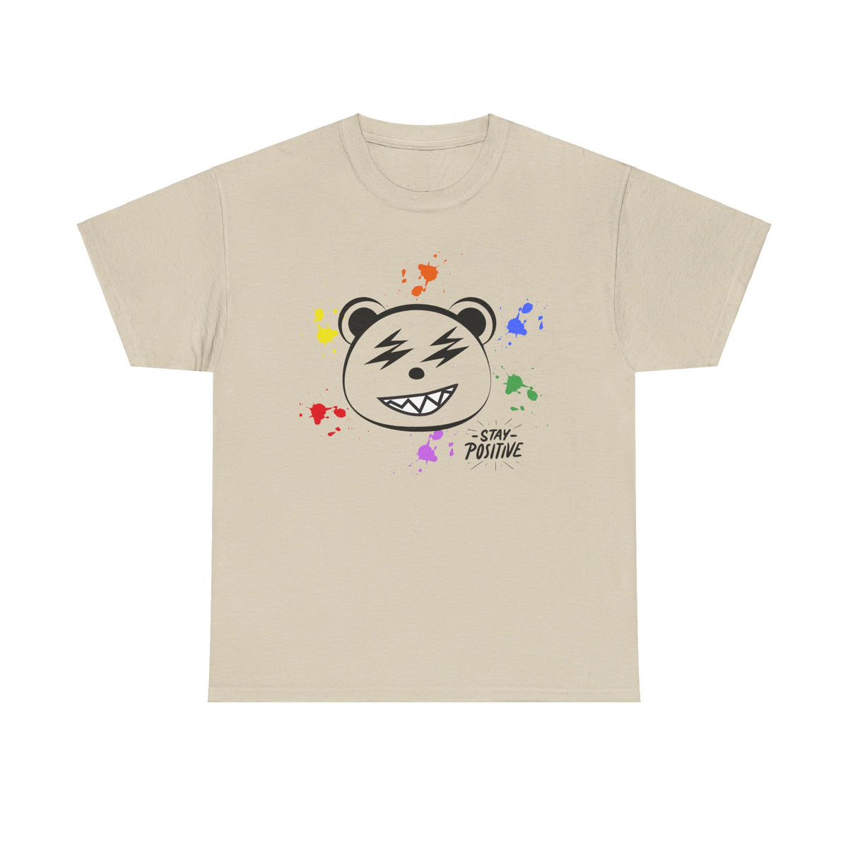 Custom Cotton Tee with Cool Bear/stay positive