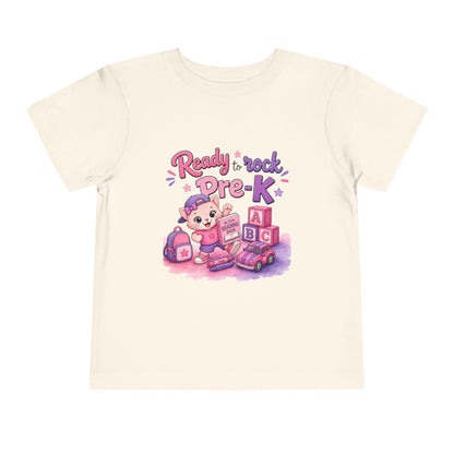 Ready to Rock Pre-K Girl Toddler Tee — Back to School Cat Shirt