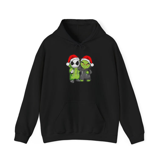 Christmas Jack & Grinch Hoodie — Cute Holiday Skeleton and Grinch Sweatshirt