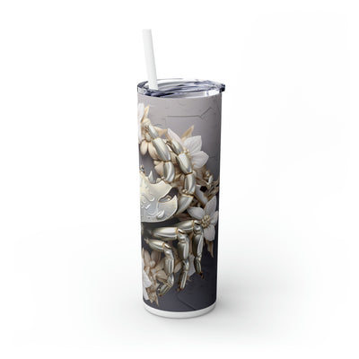 Skinny Tumbler with Straw, 20oz Zodiac Cancer (white)