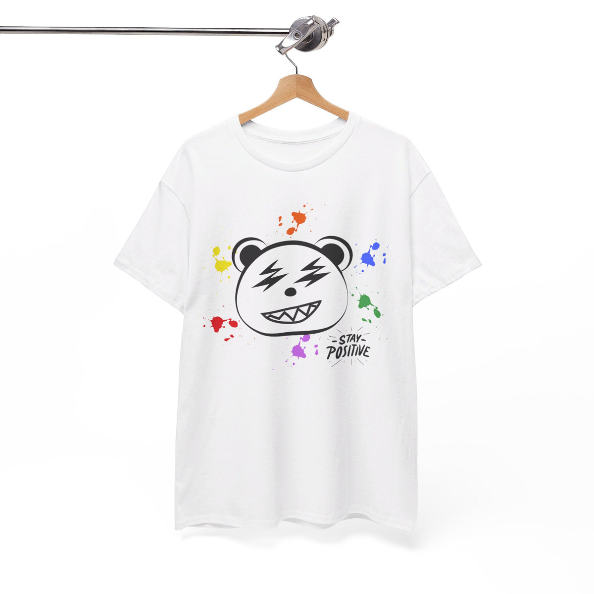 Custom Cotton Tee with Cool Bear/stay positive