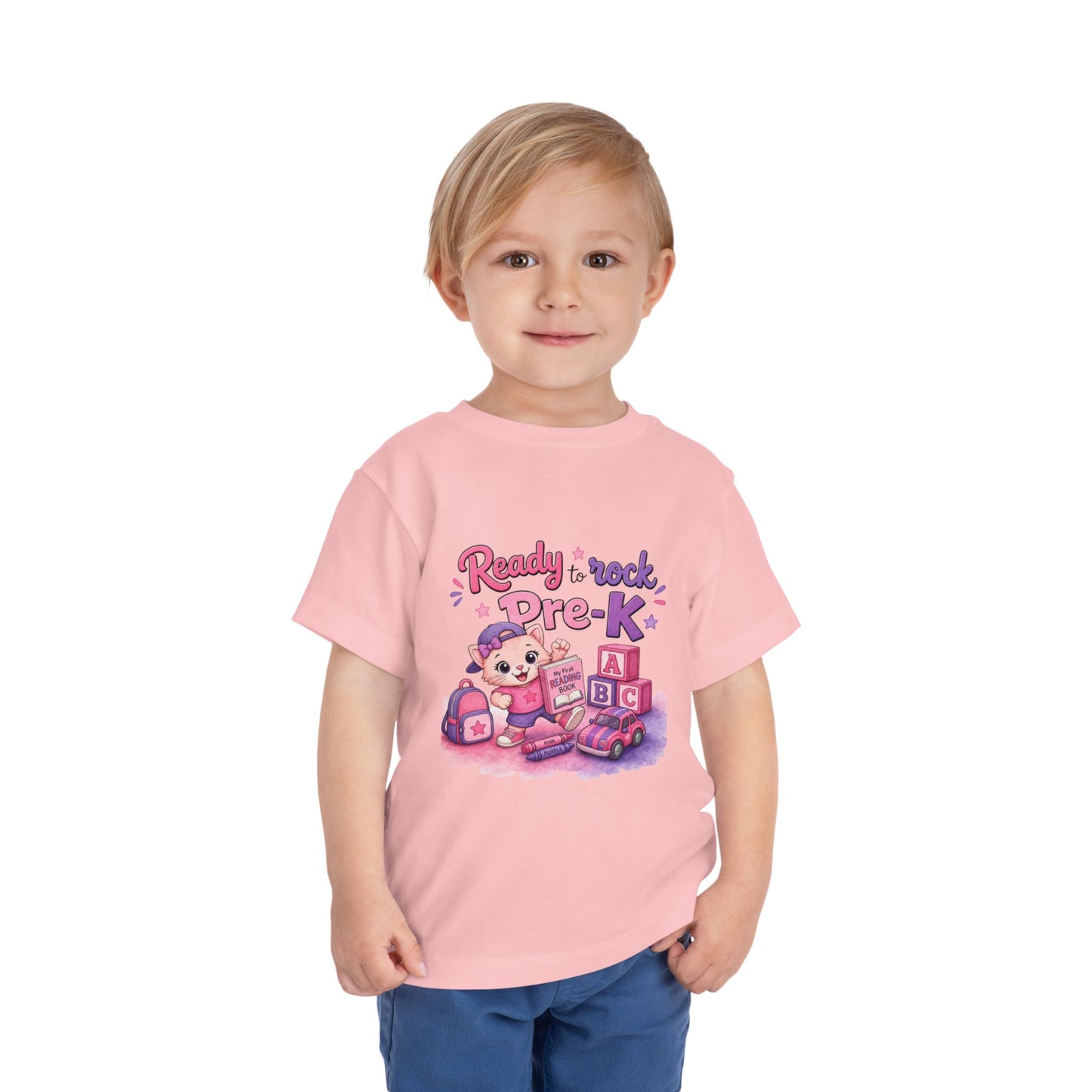 Ready to Rock Pre-K Girl Toddler Tee — Back to School Cat Shirt