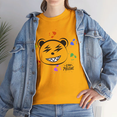 Custom Cotton Tee with Cool Bear/stay positive