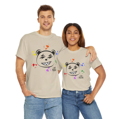 Custom Cotton Tee with Cool Bear/stay positive