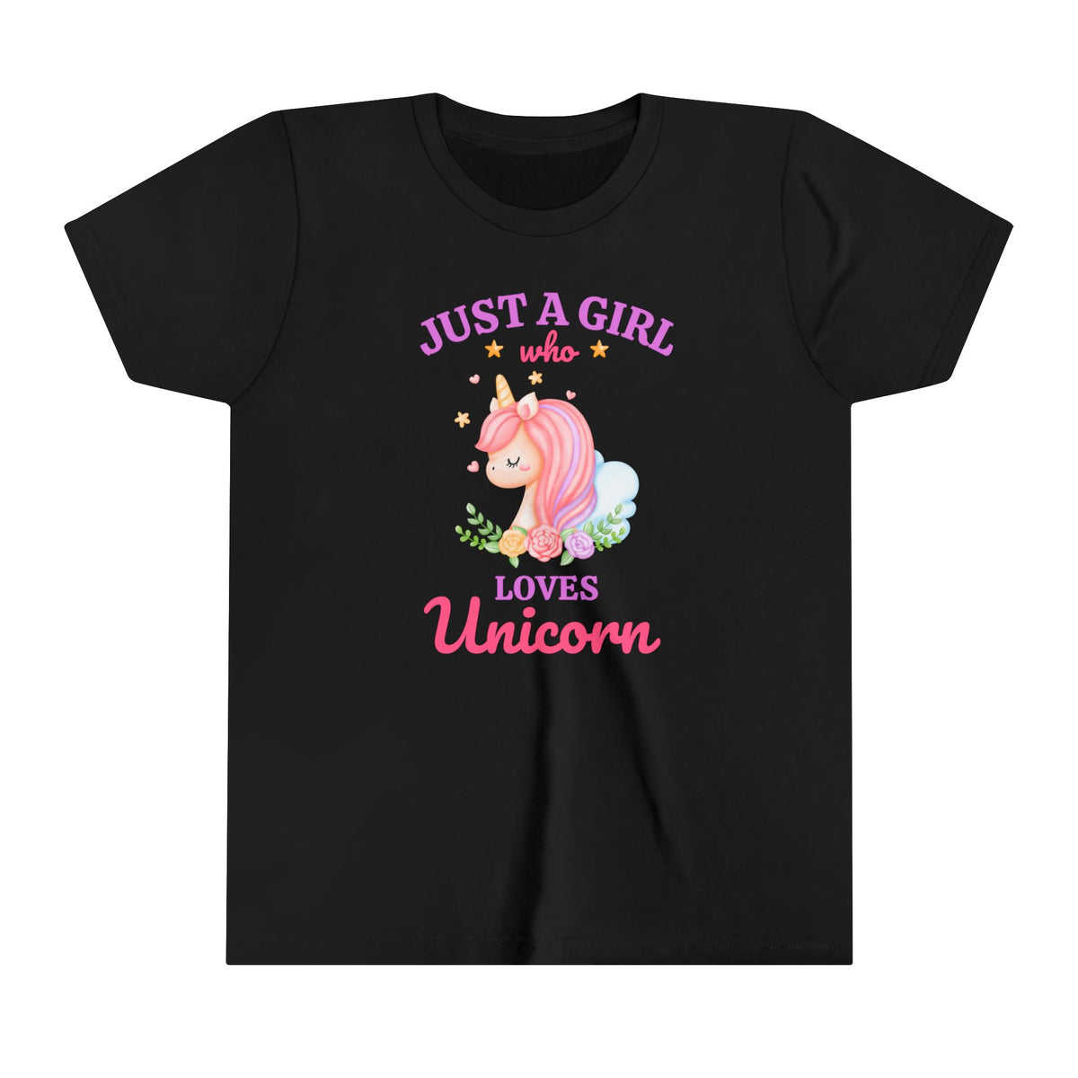 "Just a girl who loves unicorns" kids Tshirt