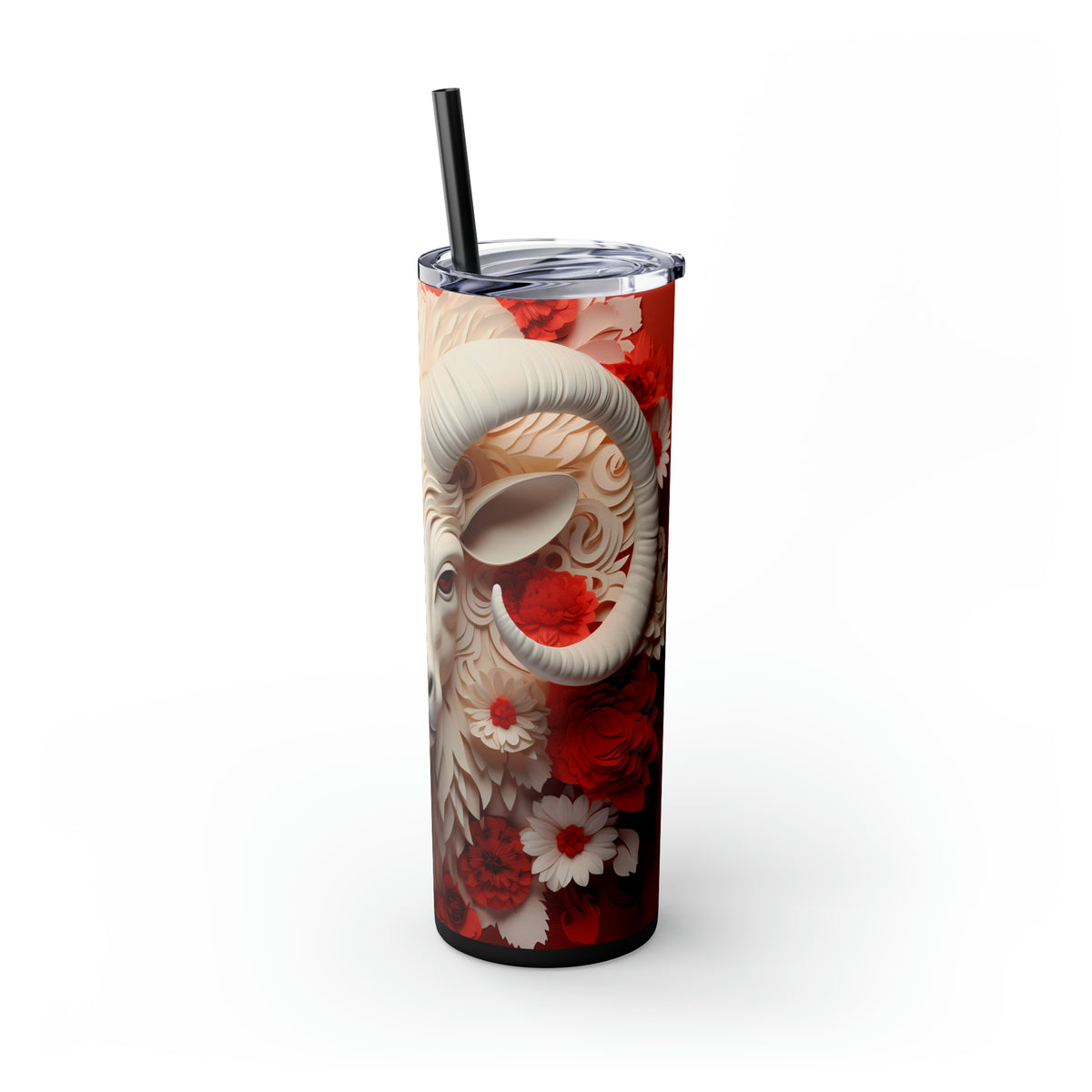 Skinny Tumbler with Straw, 20oz Zodiac Aries