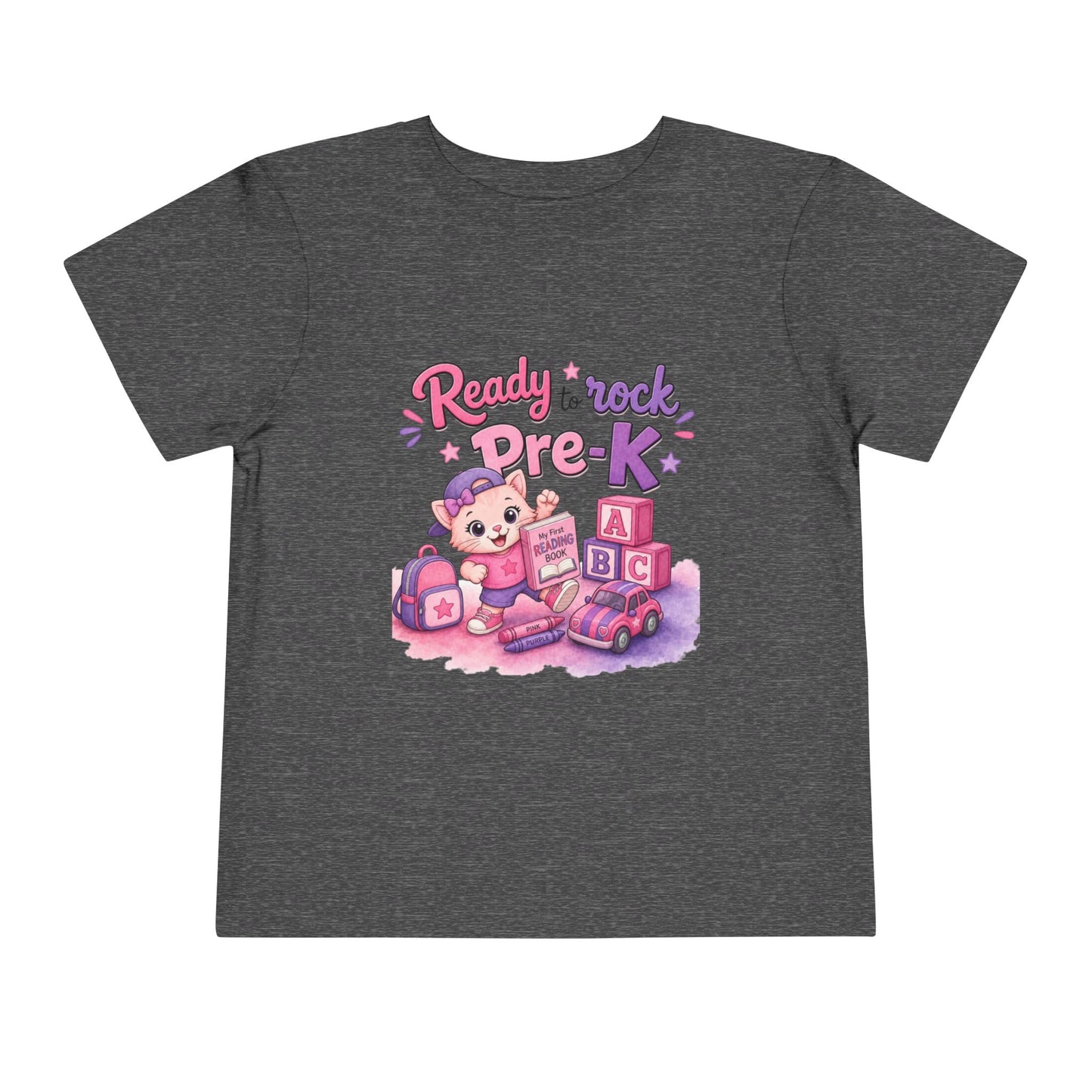 Ready to Rock Pre-K Girl Toddler Tee — Back to School Cat Shirt