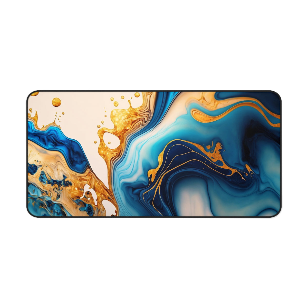 Desk mat Blue, yellow and gold marble design