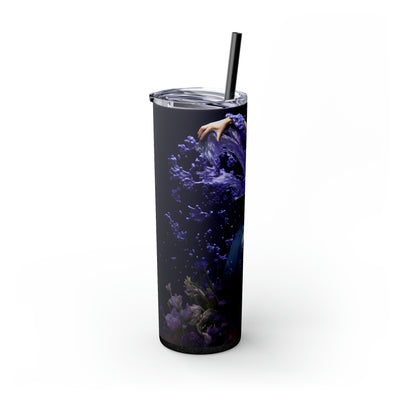 Skinny Tumbler with Straw, 20oz Zodiac Aquarius