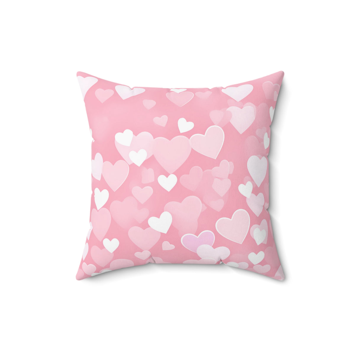 Spun Polyester Square Pillow with light pink hearts