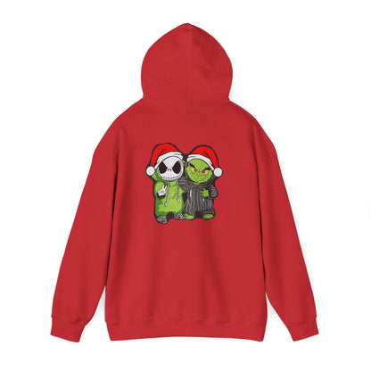 Christmas Jack & Grinch Hoodie — Cute Holiday Skeleton and Grinch Sweatshirt