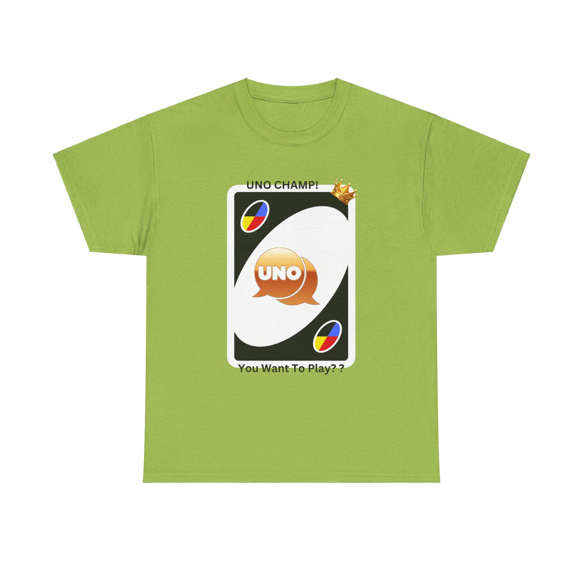 Custom Cotton T-Shirt with "Uno Card Champ"