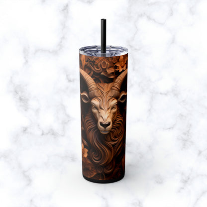 Skinny Tumbler with Straw, 20oz Zodiac Capricorn