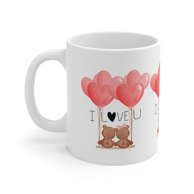 Ceramic Mug 11oz I love you bear couple!