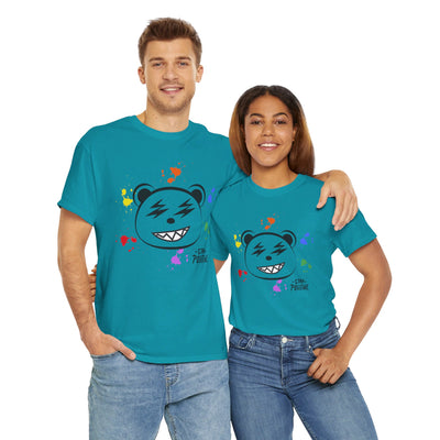 Custom Cotton Tee with Cool Bear/stay positive