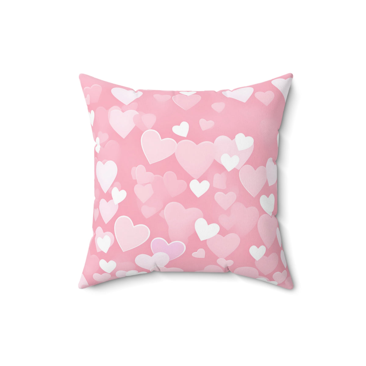 Spun Polyester Square Pillow with light pink hearts