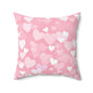Spun Polyester Square Pillow with light pink hearts