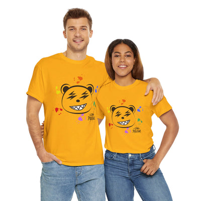 Custom Cotton Tee with Cool Bear/stay positive