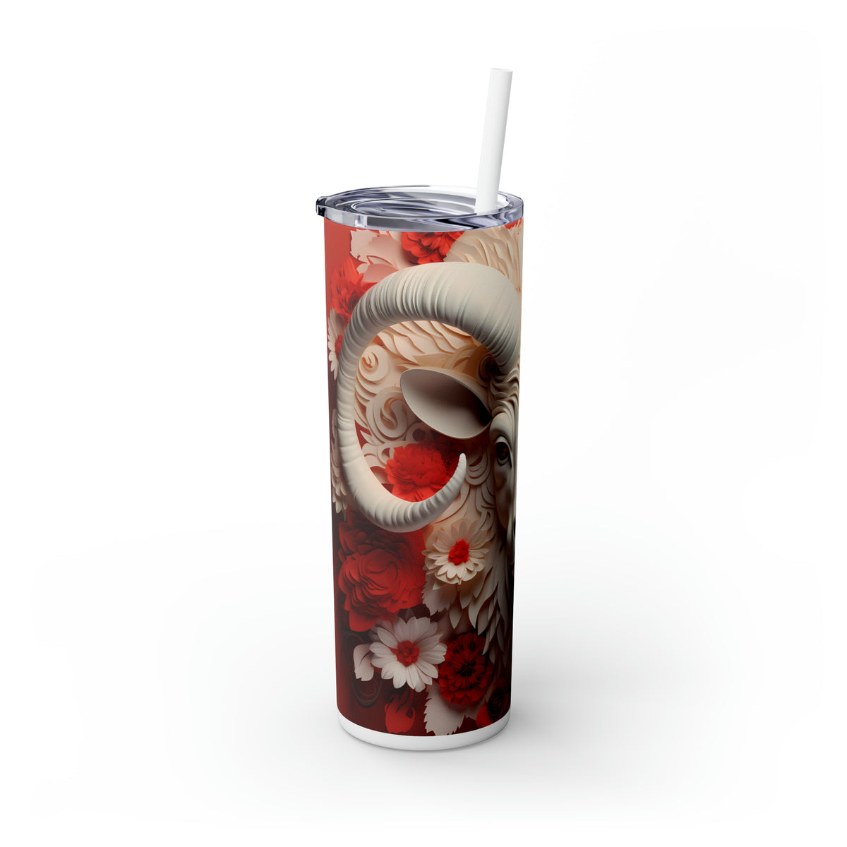 Skinny Tumbler with Straw, 20oz Zodiac Aries