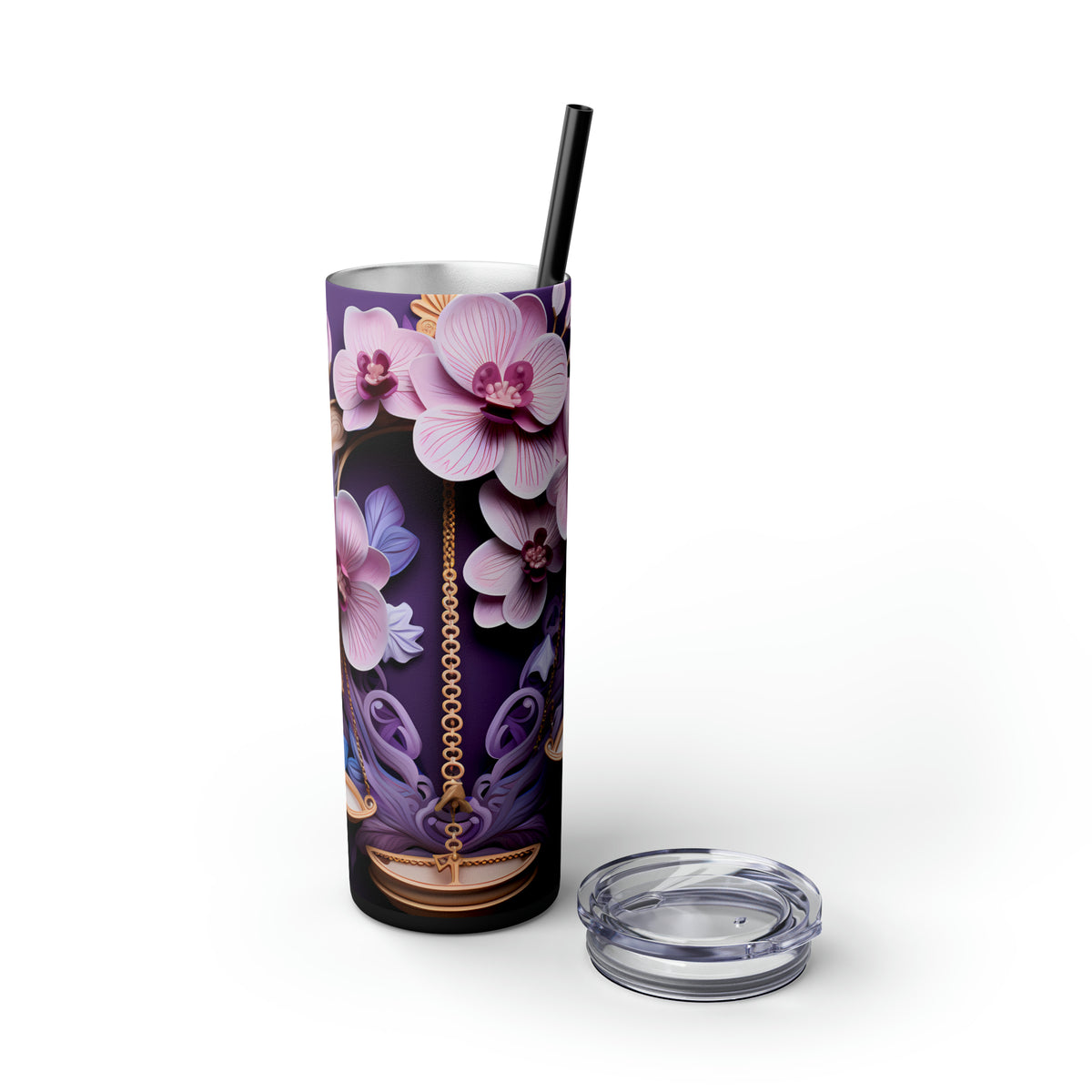 Skinny Tumbler with Straw, 20oz Zodiac Libra