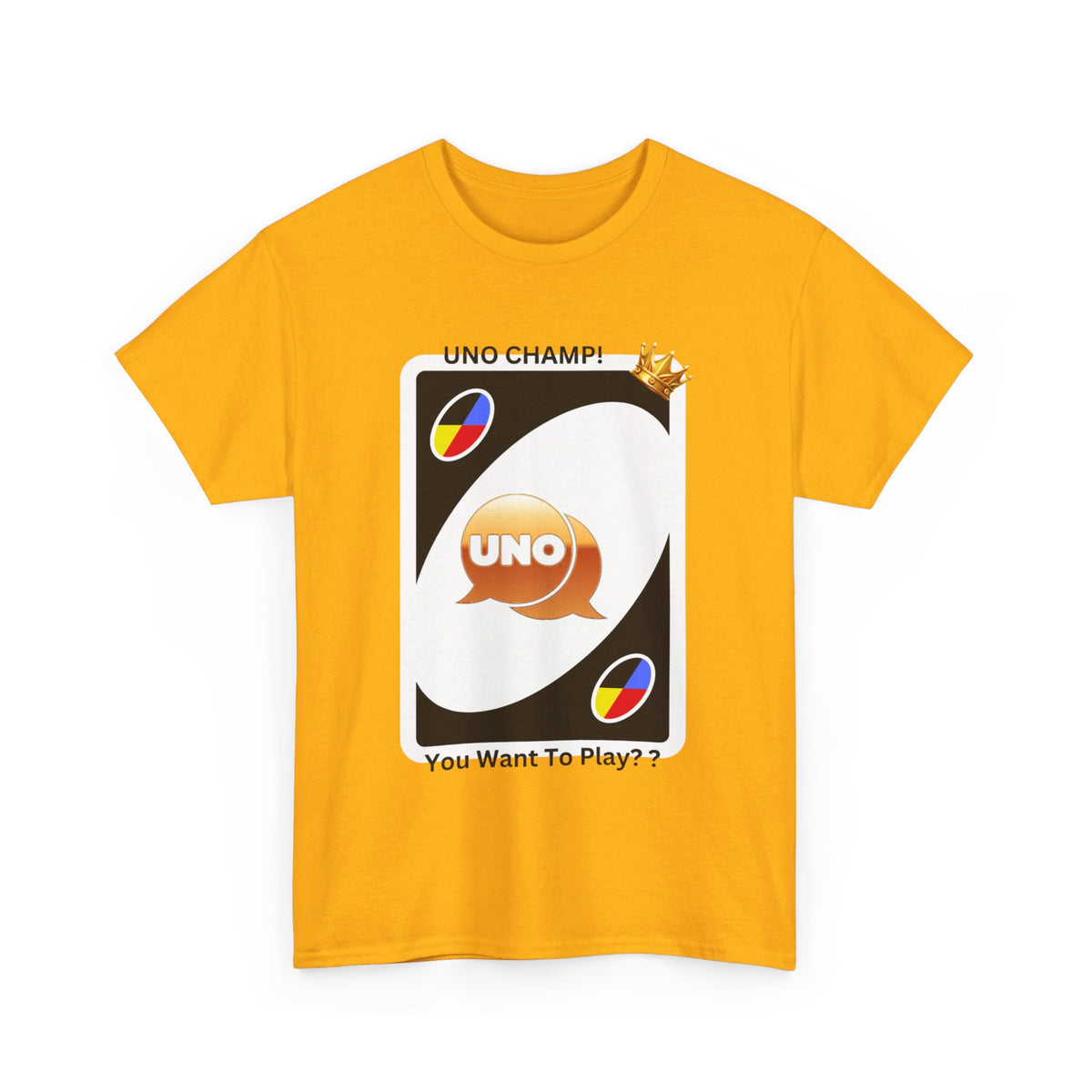 Custom Cotton T-Shirt with "Uno Card Champ"