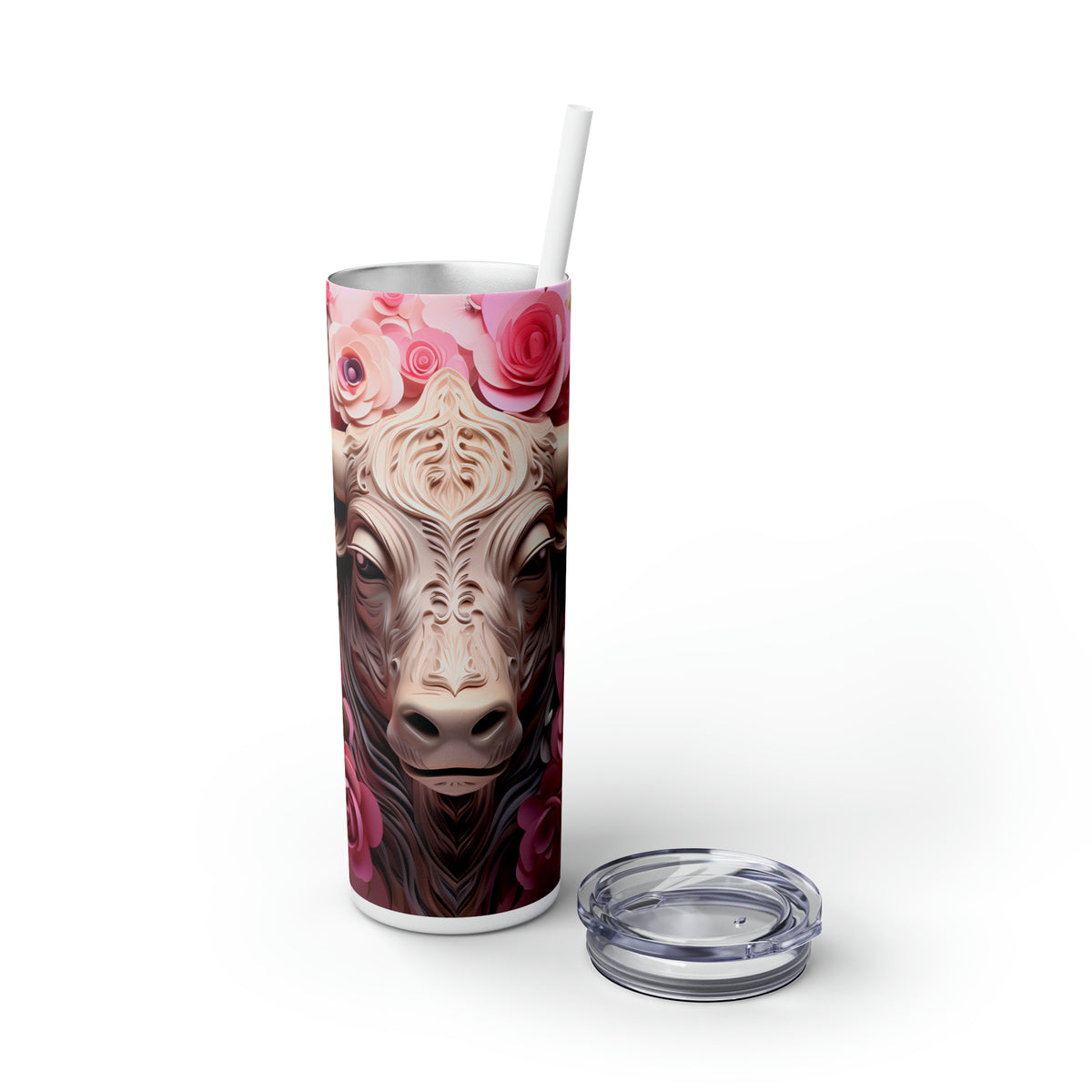 Skinny Tumbler with Straw, 20oz Zodiac Taurus