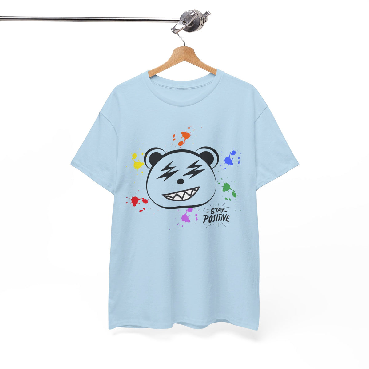 Custom Cotton Tee with Cool Bear/stay positive