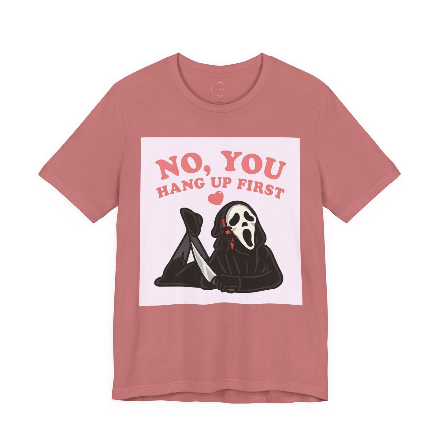 No, You Hang Up First Tee — Cute Scream Ghost Graphic T‑Shirt